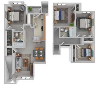 Maple - Four Bedroom / Two Bath - 1,311 Sq. Ft.*